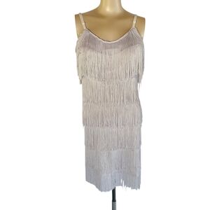 Cheryl Creations Fringe Flapper Mini Dress White Small
